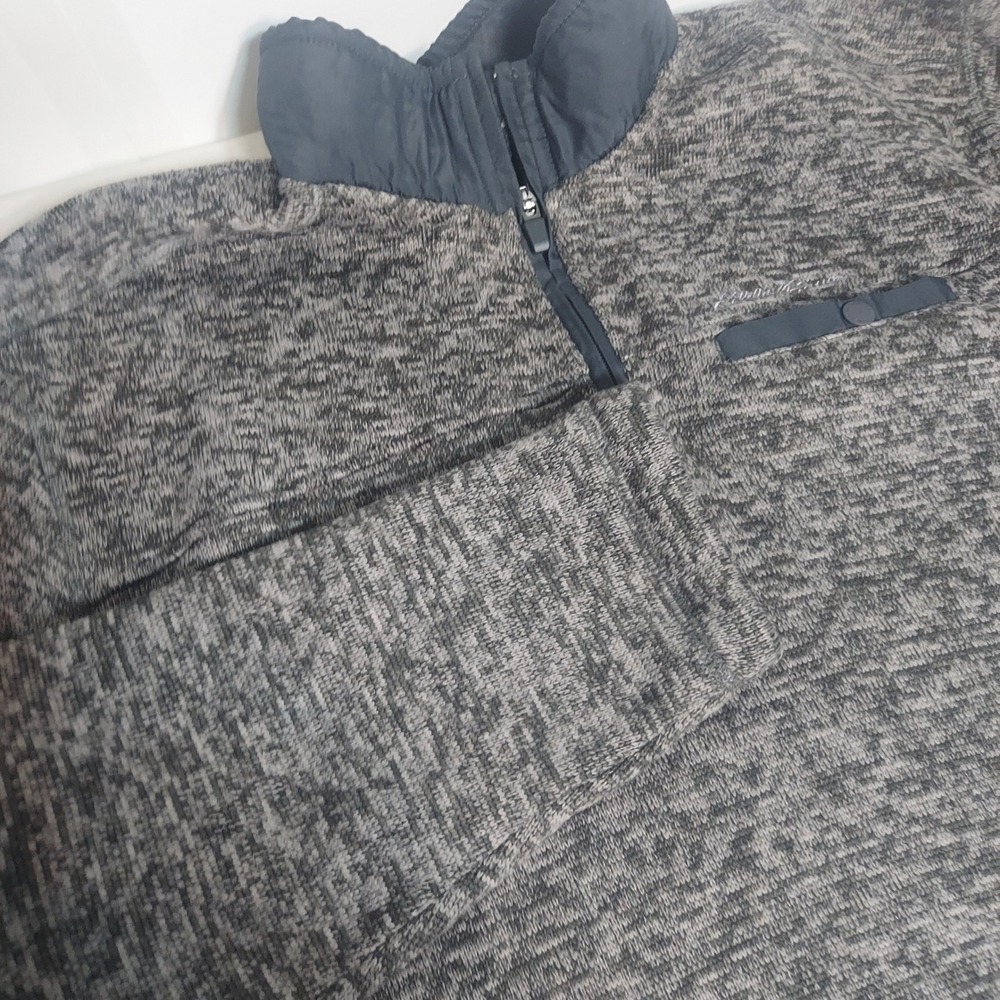 Eddie Bauer‎ Mens Heather Gray 1/4 Zip Pullover Fleece Lined Sweatshirt L